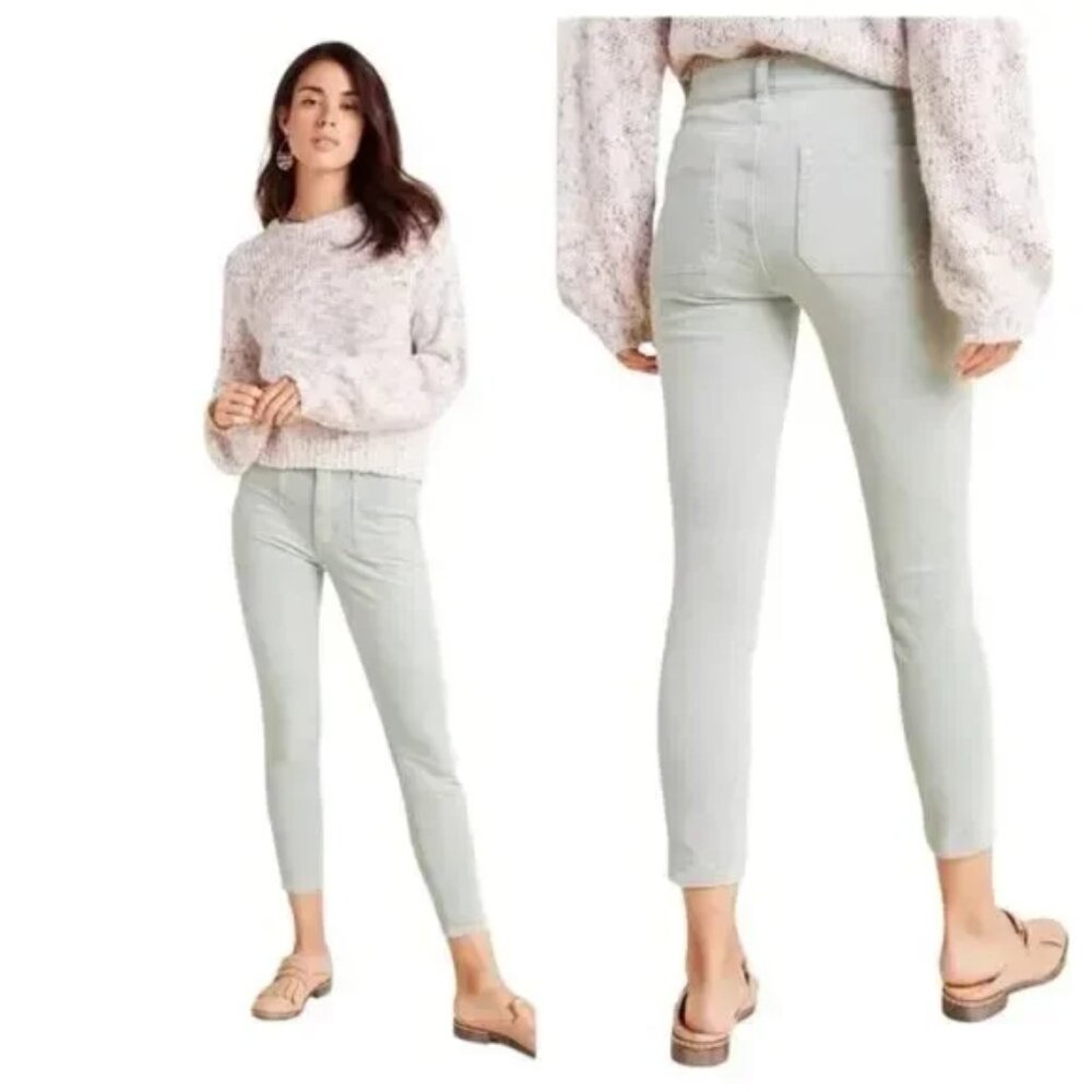 Pilcro and the Letterpress Anthro Mint Green High-Rise Skinny Corduroys Pants
